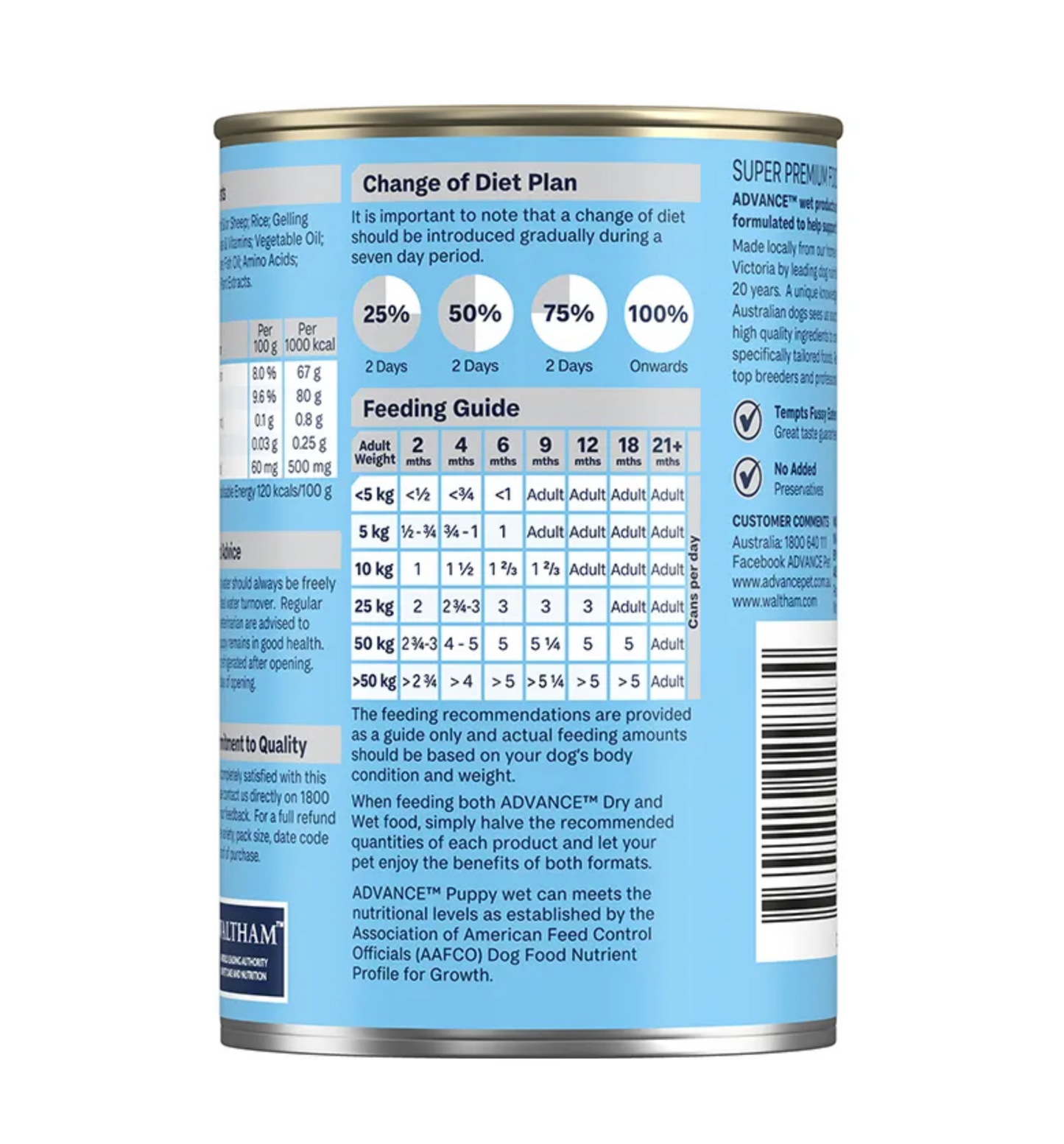 Advance - Wet Food Tins - Puppy - Lamb & Rice - 12 X 410g