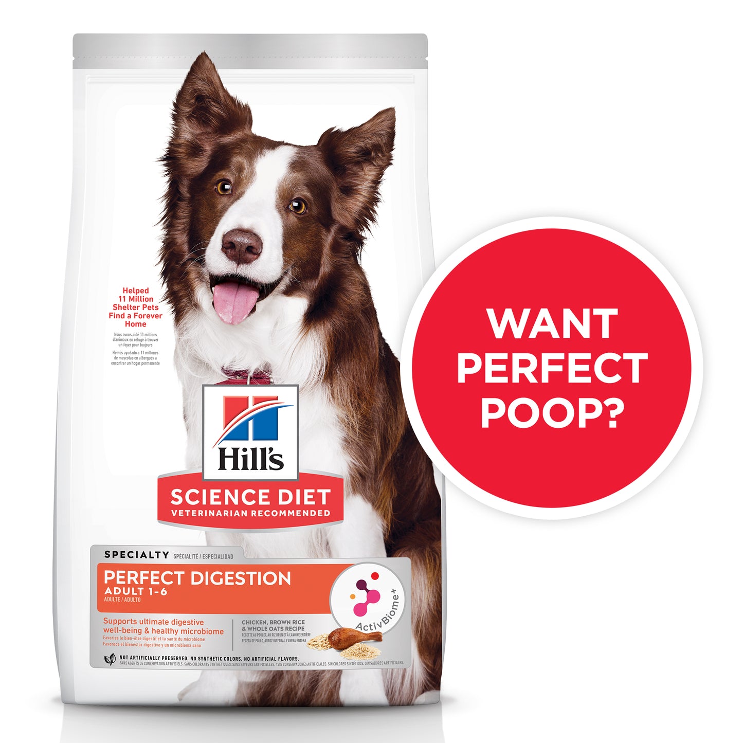 Hill's - Science Diet - Adult Dog Dry Food (1-6) - Perfect Digestion -1.59kg