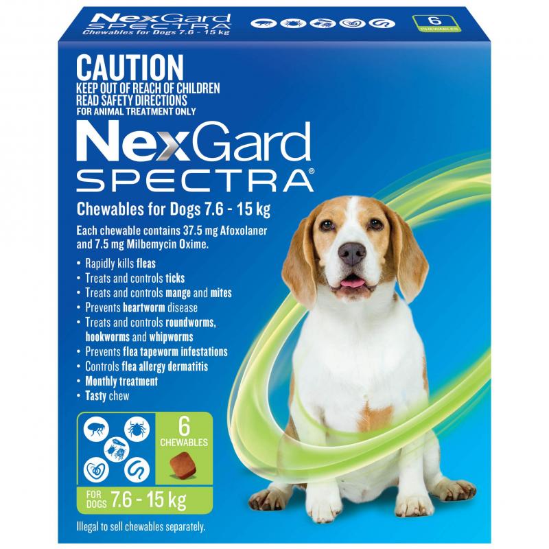 NexGard SPECTRA - Chewables for Dogs 7.6 - 15kg (GREEN)