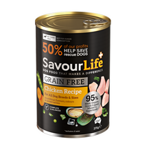 SavourLife - Wet Food Tins - Adult Dog - GRAIN FREE - Chicken Recipe - 12 X 375g