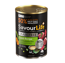 SavourLife - Wet Food Tins - Adult Dog - GRAIN FREE - Lamb Recipe - 12 X 375g