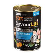SavourLife - Wet Food Tins - Puppy - GRAIN FREE - Chicken Recipe - 12 X 375g