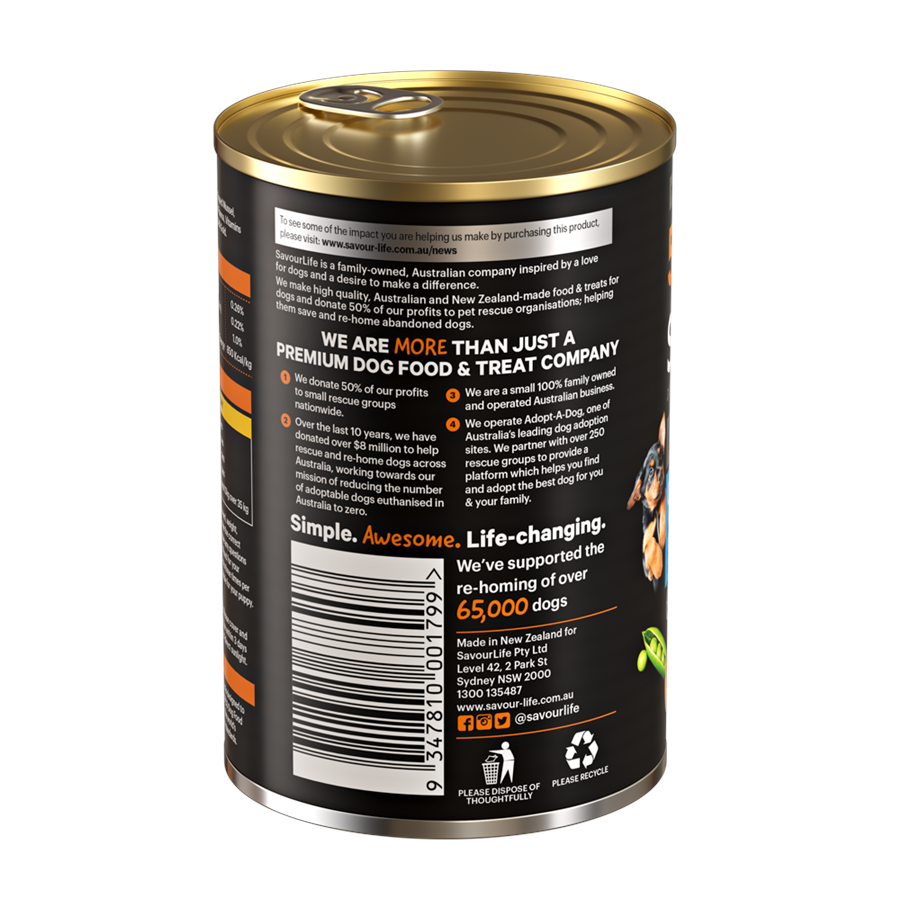 SavourLife - Wet Food Tins - Puppy - GRAIN FREE - Chicken Recipe - 12 X 375g