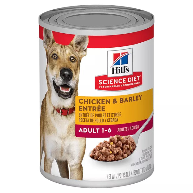 Hill's - Science Diet - Wet Food Tins - Adult Dog (1-6) - Chicken & Barley Entree - 12 x 370g