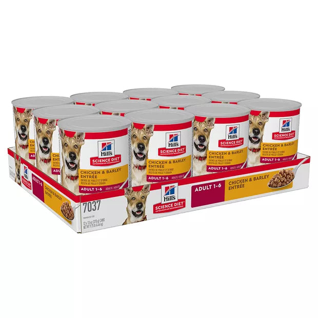 Hill's - Science Diet - Wet Food Tins - Adult Dog (1-6) - Chicken & Barley Entree - 12 x 370g