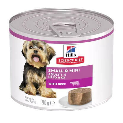 Hill's - Science Diet - Wet Food Tins - Adult Dog - Small & Mini - Beef - 12 x 200g