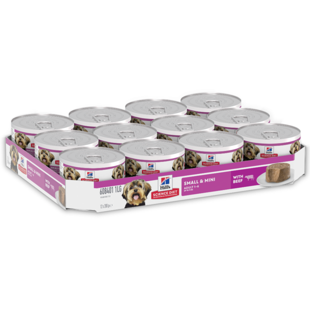 Hill's - Science Diet - Wet Food Tins - Adult Dog - Small & Mini - Beef - 12 x 200g